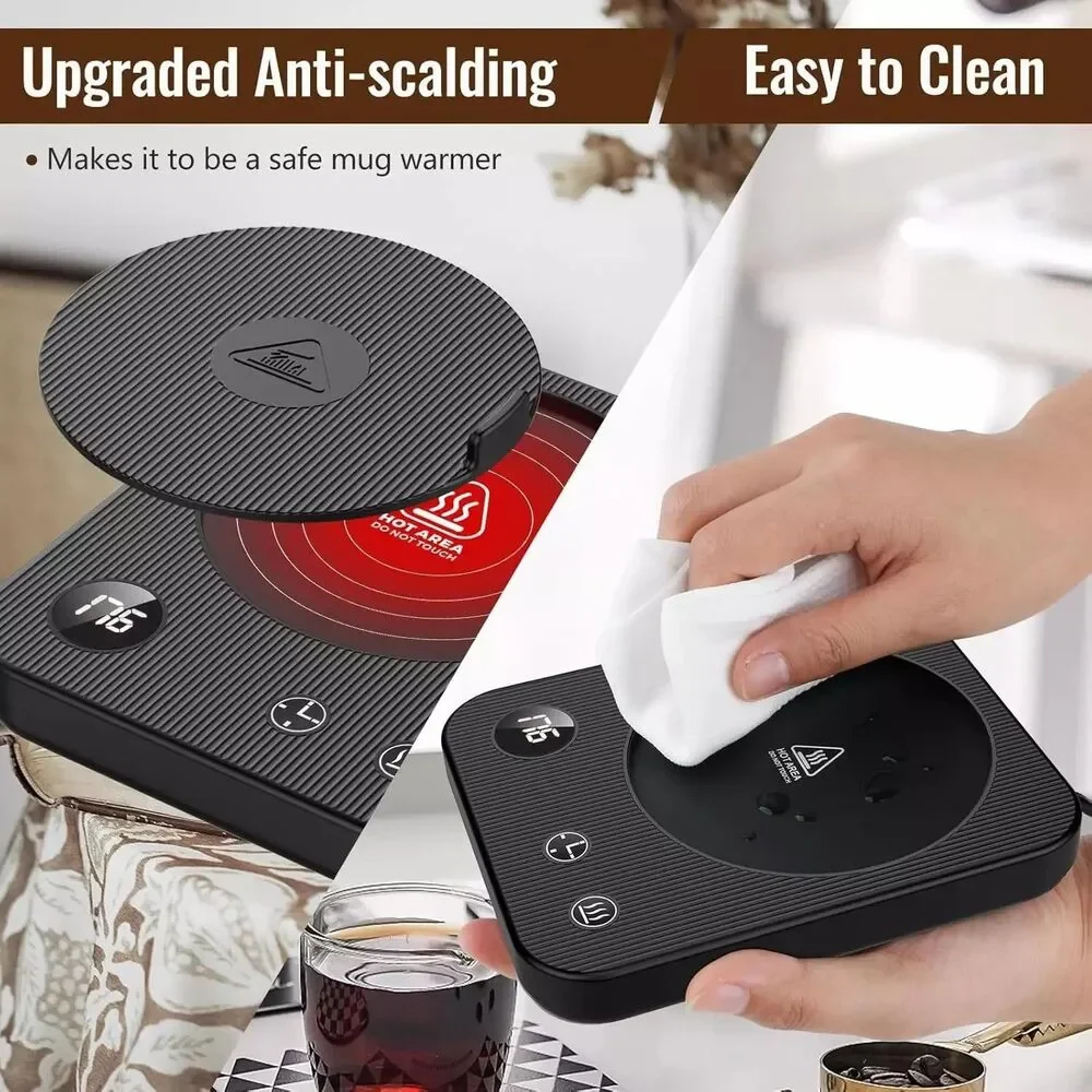 Coffee Mug Cup Warmer 3-Temp Settings Auto Shut-Off Waterproof Display Desk